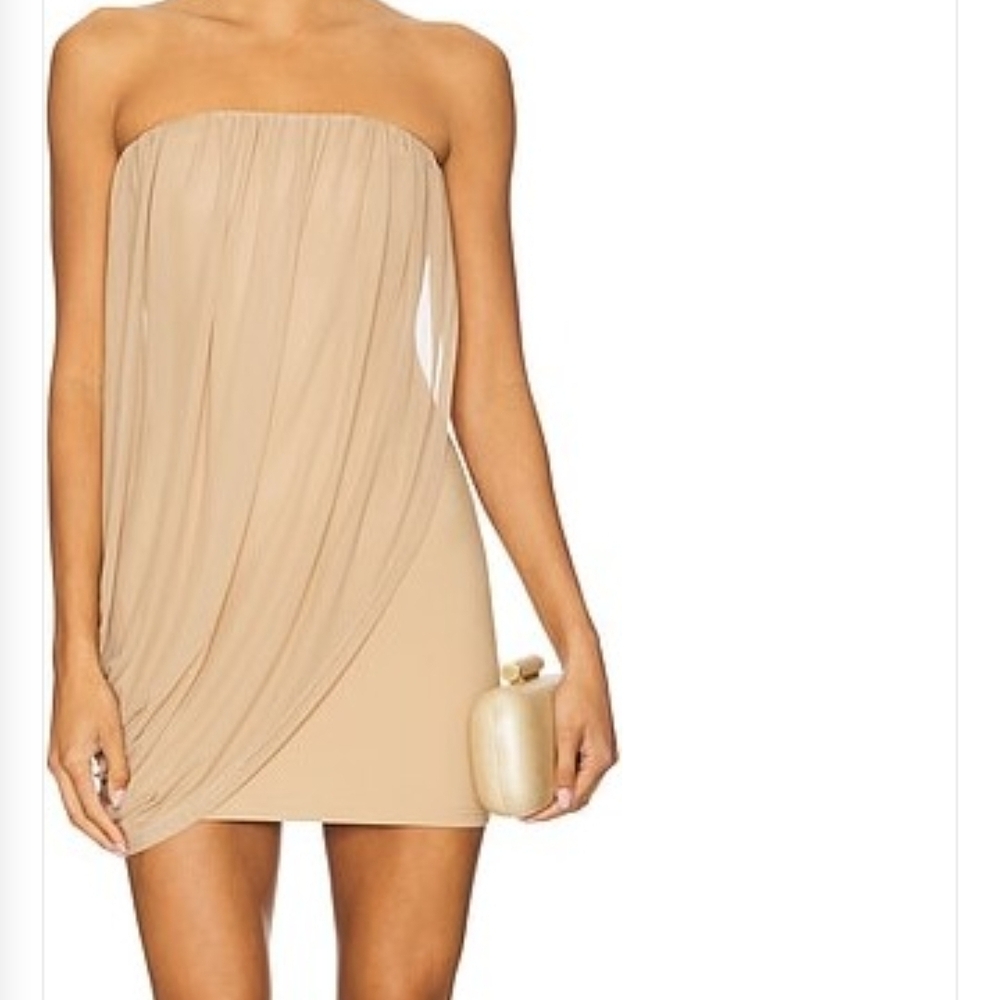 Elegant Tan Strapless Dress